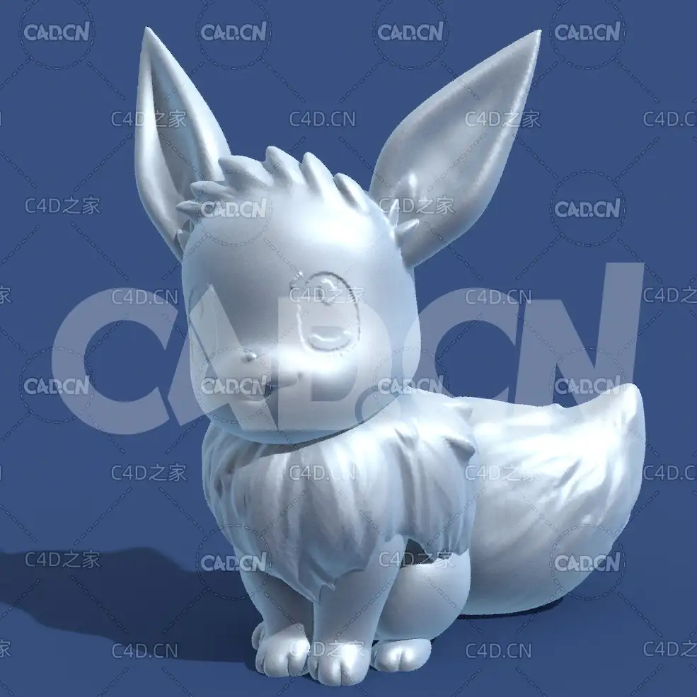 口袋妖怪伊布卡通角色雕塑C4D模型 Eevee2