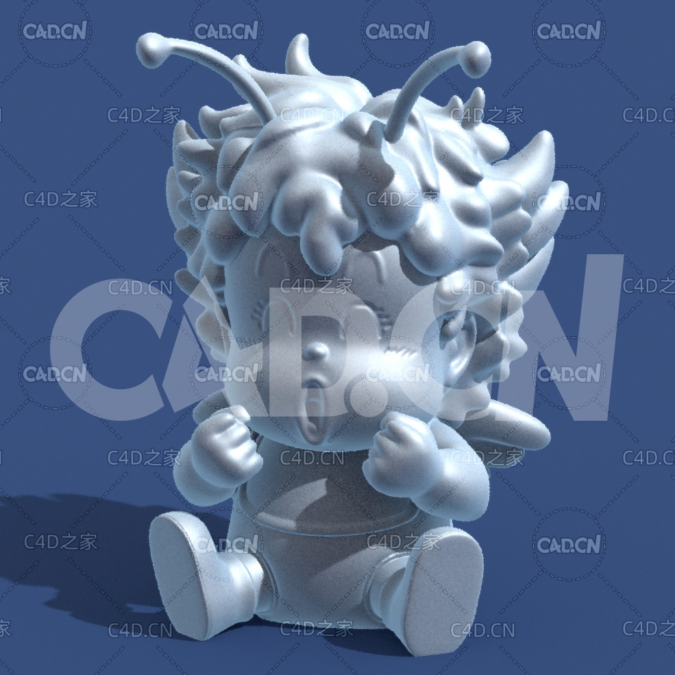 可爱的精灵宝宝卡通小孩雕塑C4D模型 Gatchan - C4D之家 - 12.jpg