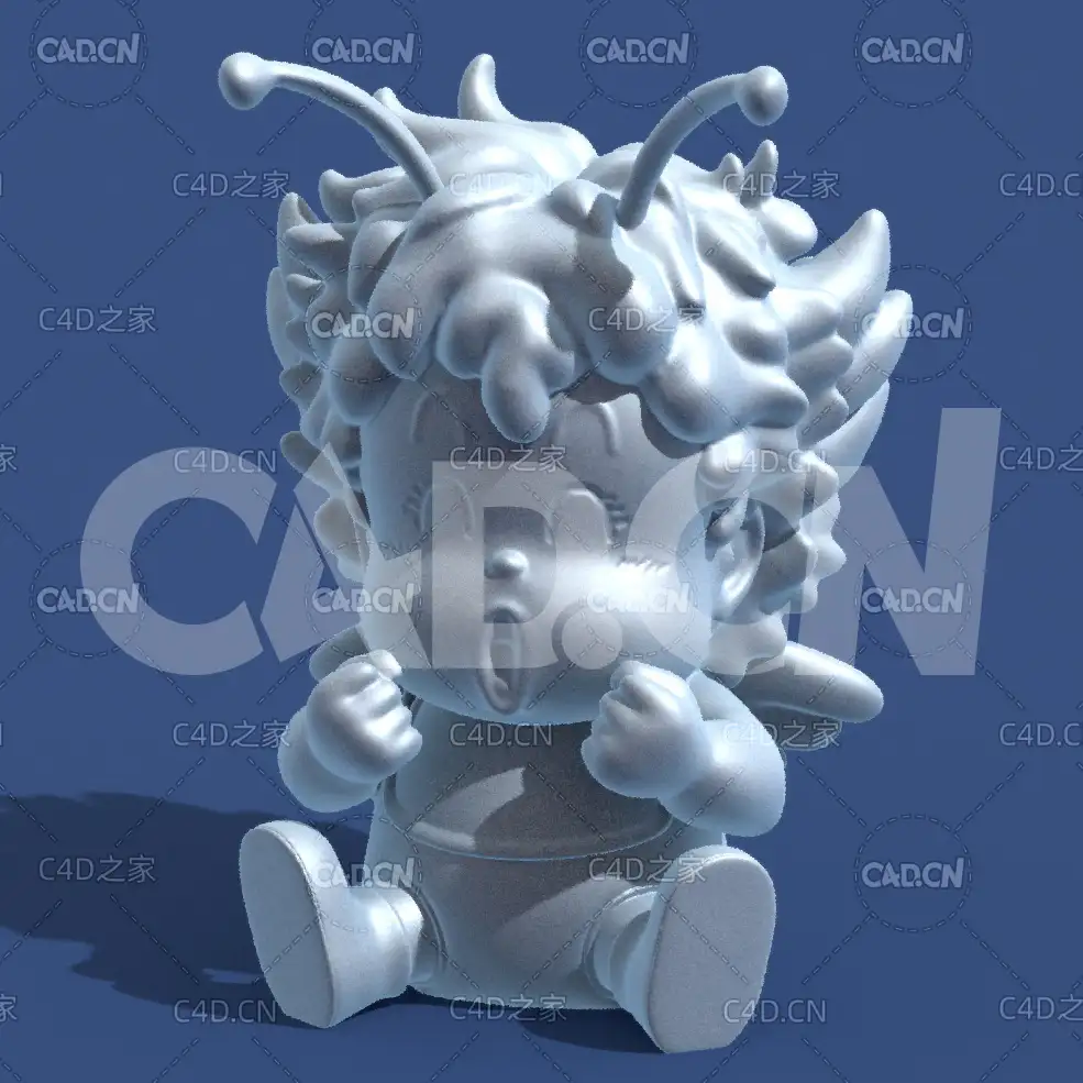 可爱的精灵宝宝卡通小孩雕塑C4D模型 Gatchan
