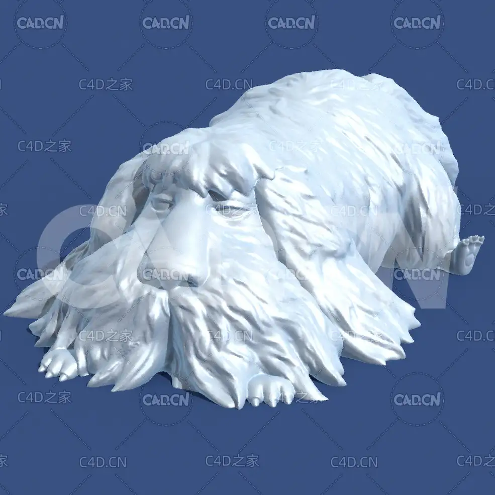 爬地上的长胡子动物卡通角色雕塑C4D模型 Heen - C4D之家 - 13.jpg