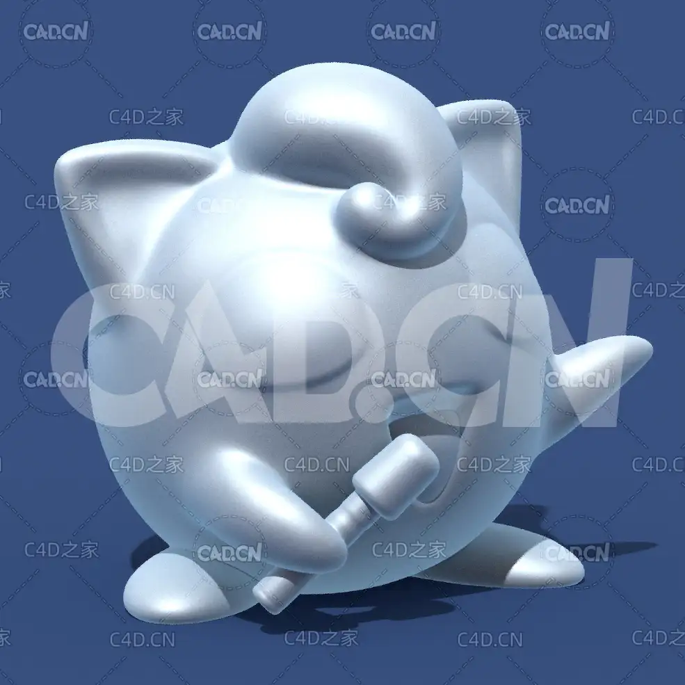 宝可梦胖丁动漫卡通角色雕塑C4D模型 jigglypuff