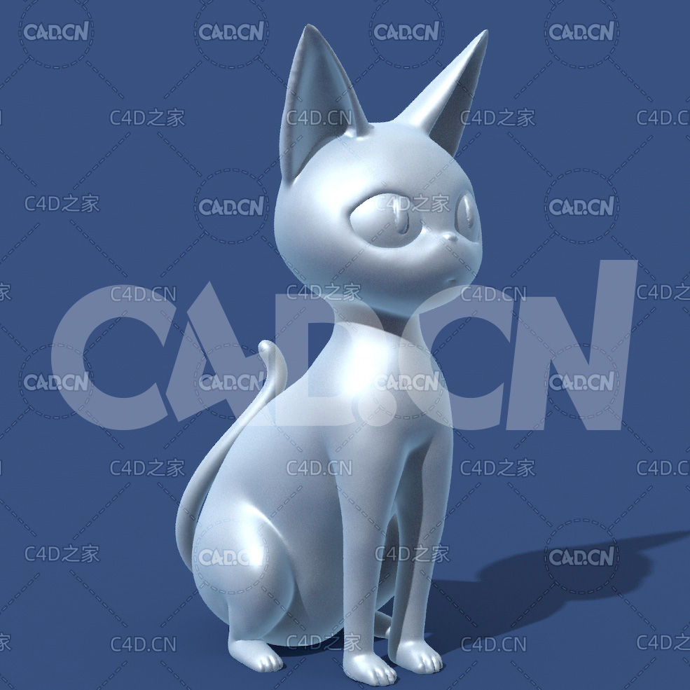 卡通猫咪角色雕塑C4D模型 JiJi