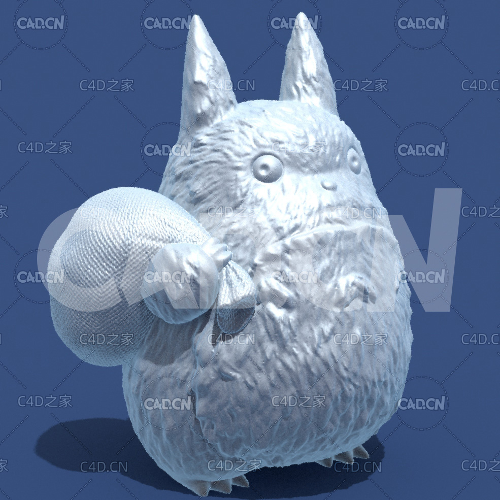 背麻袋的中龙猫动漫卡通角色雕塑C4D模型 Medium Totoro - C4D之家 - 19.jpg
