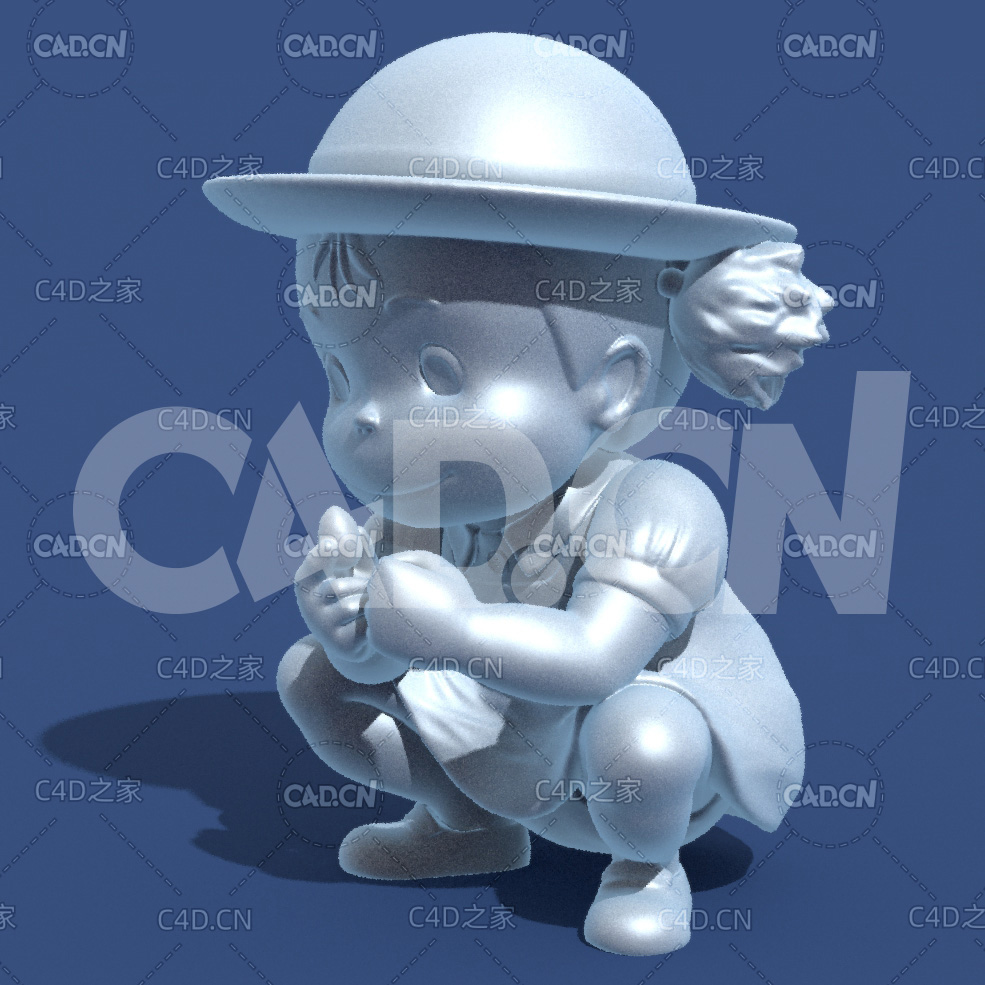 蹲在地上的小女孩动漫卡通角色雕塑C4D模型 Mei Kusakabe - C4D之家 - 20.jpg