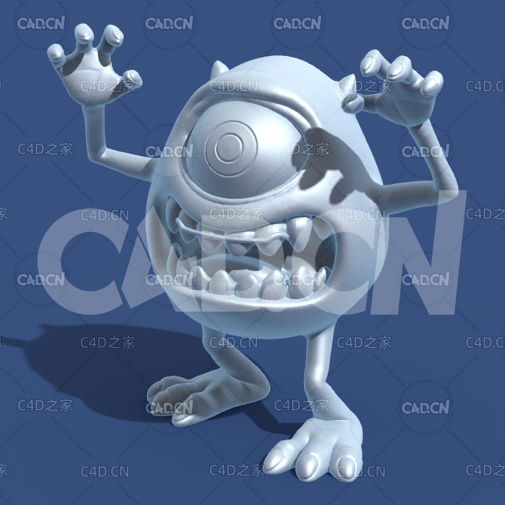 惊吓大眼仔动漫卡通角色雕塑C4D模型 Mike Wazowski - C4D之家 - 22.jpg