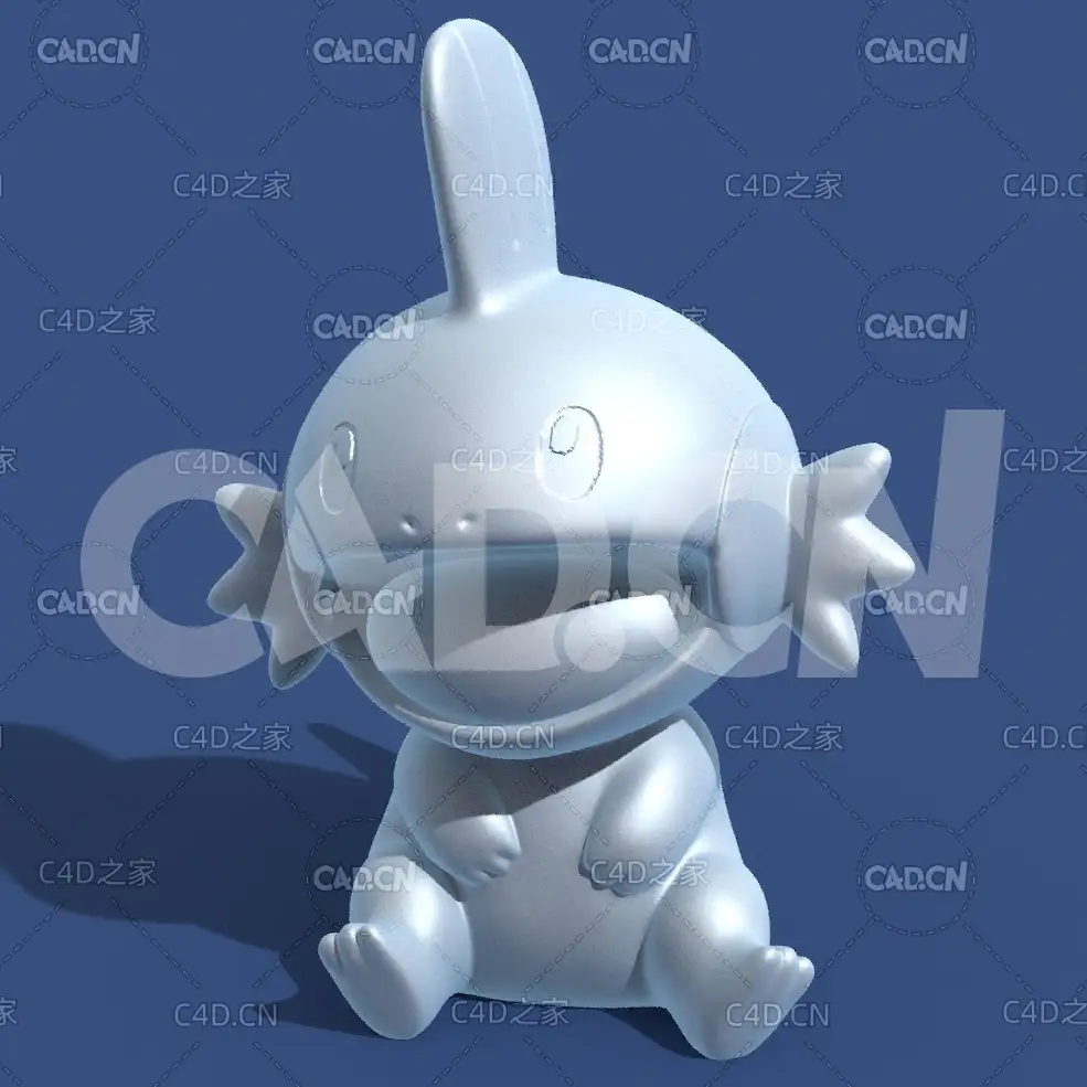 水跃鱼动漫卡通角色雕塑C4D模型 Mudkip
