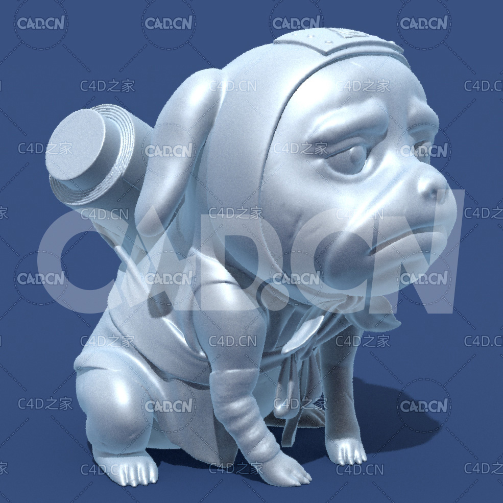 背画卷的狗动漫卡通角色雕塑C4D模型 Pakkun_1