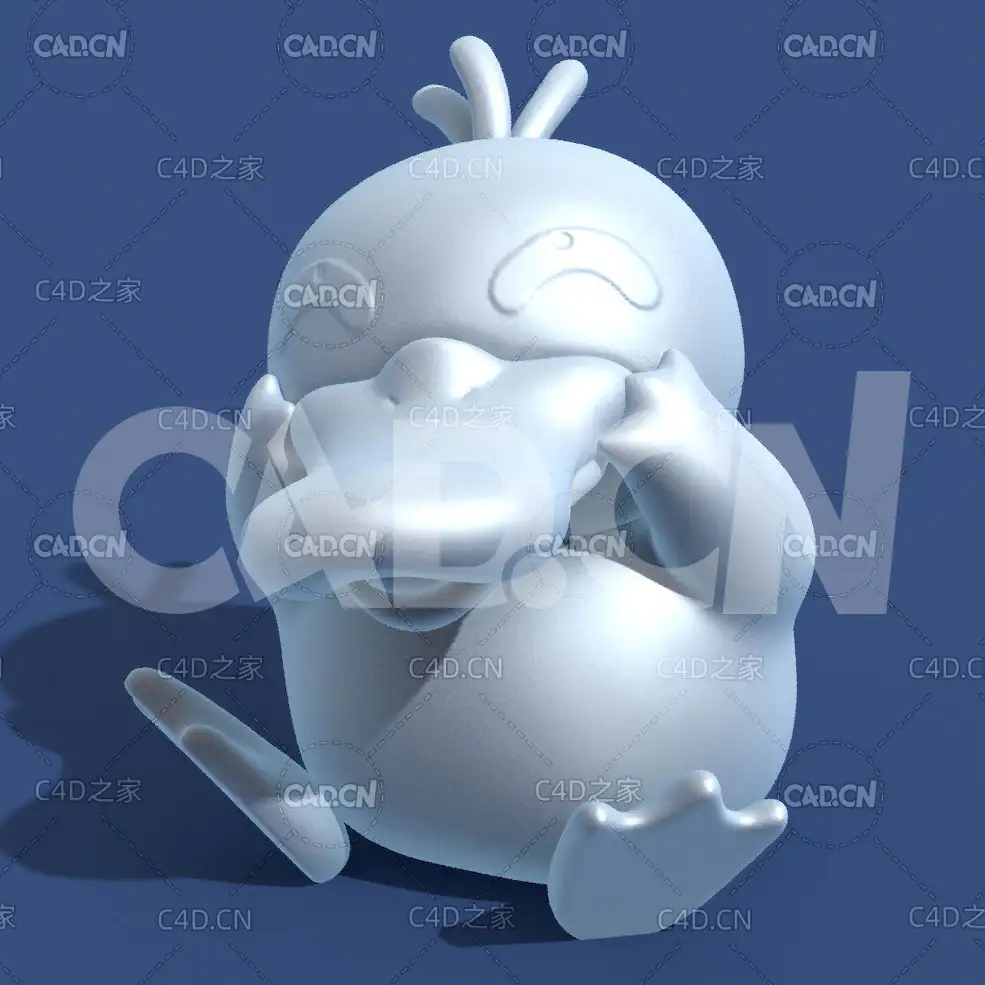 可达鸭动漫卡通角色雕塑C4D模型 Psyduck
