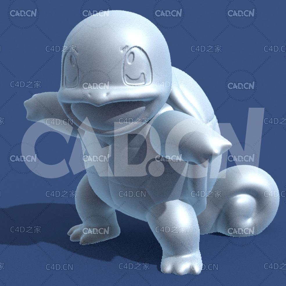 杰尼龟动漫卡通角色雕塑C4D模型 Squirtle