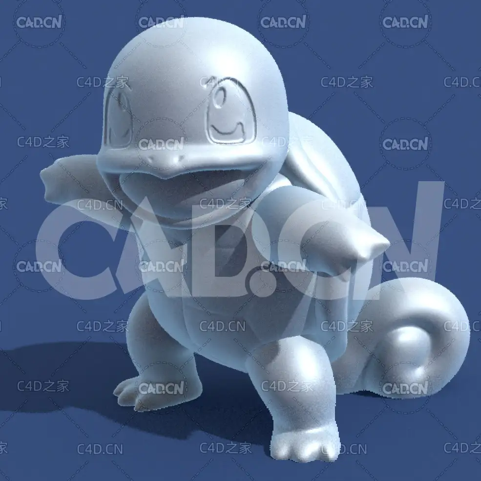 杰尼龟动漫卡通角色雕塑C4D模型 Squirtle