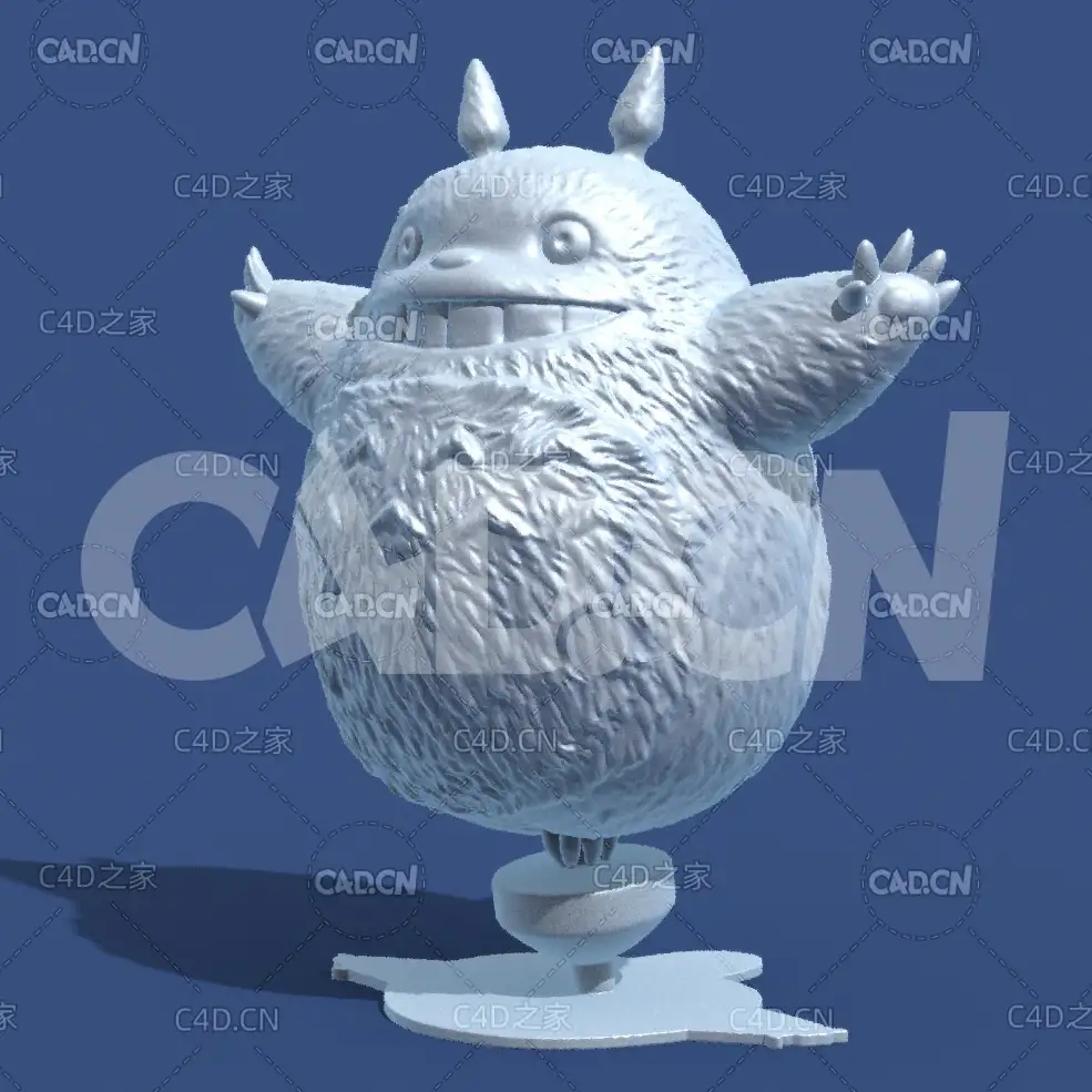 伸开双手的龙猫动漫卡通角色雕塑C4D模型 Totoro
