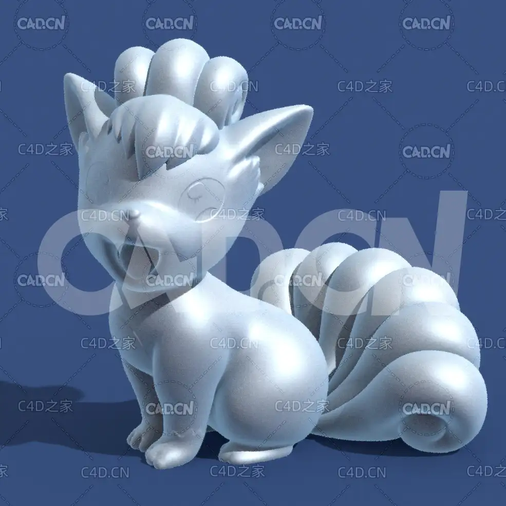 精灵宝可梦六尾动漫卡通角色雕塑C4D模型 Vulpix