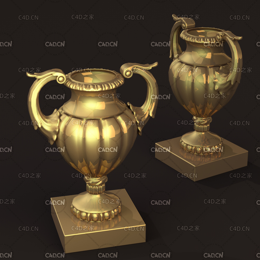 C4D金属奖杯荣誉奖杯模型 cup 3d model - C4D之家 - file.jpg