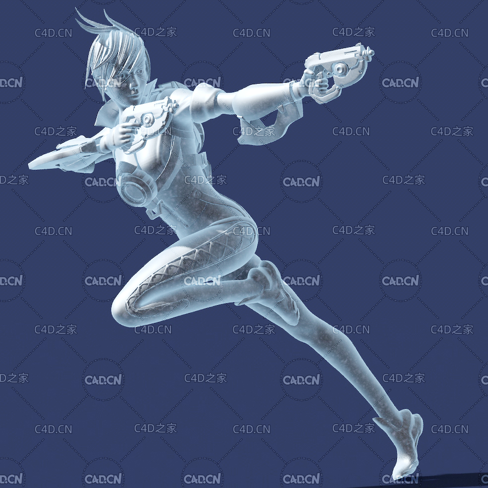 外星女战士双手拿枪射击姿势C4D模型 - C4D之家 - C4D双枪人物-上材质-发我-渲染图和工程.jpg