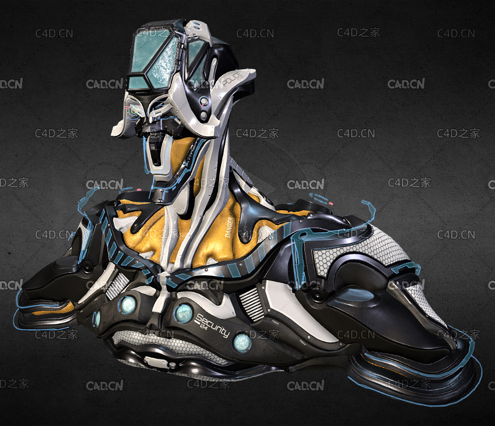 科幻机甲头像C4D模型 Science fiction mecha