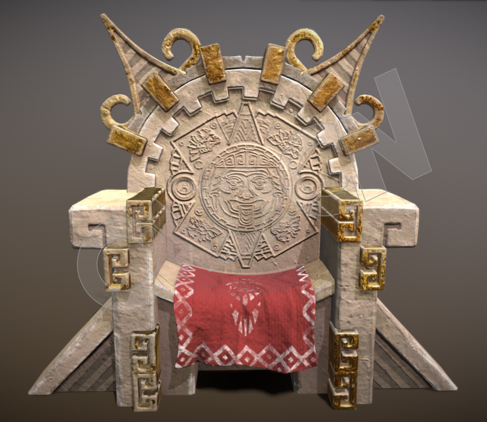 阿兹特克帝国国王石头宝座C4D模型 Stone throne - C4D之家 - 02.jpg