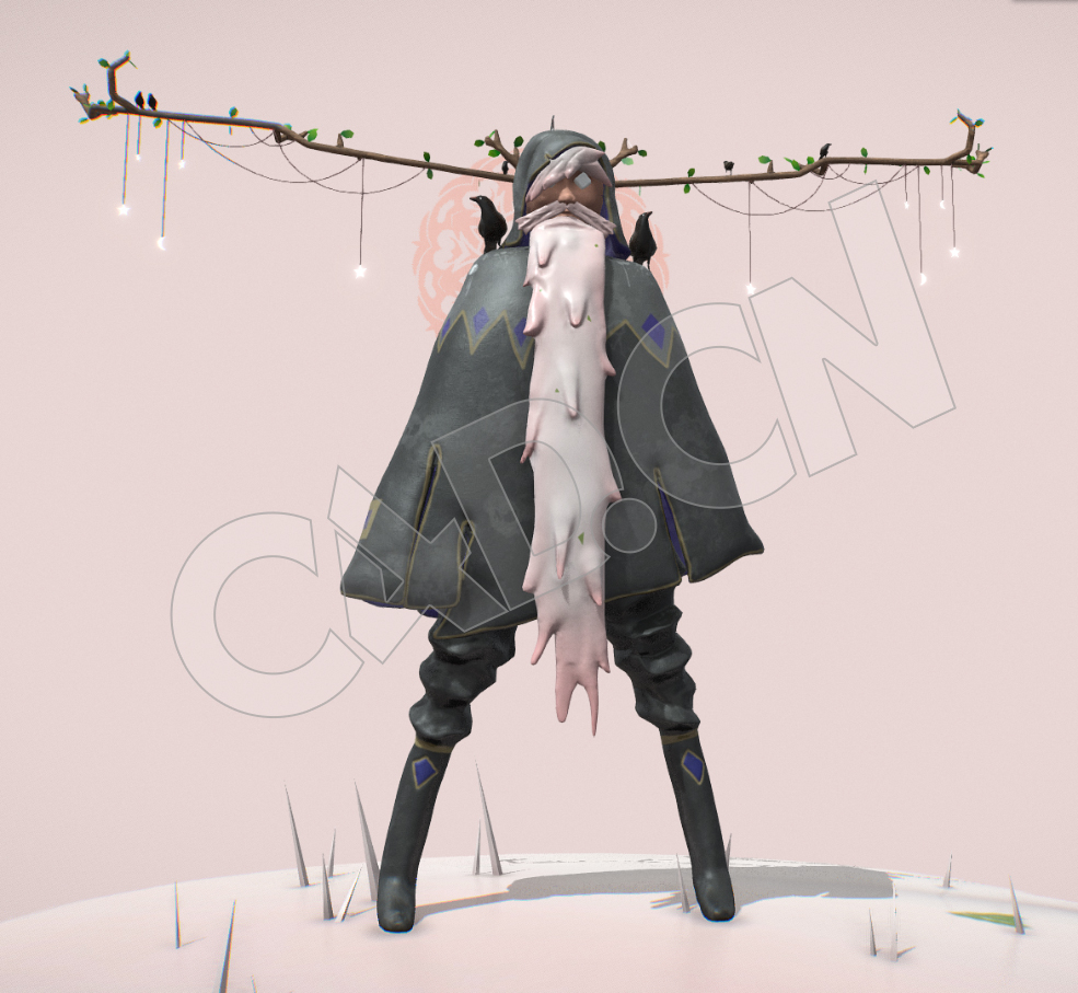 长胡子老人卡通角色C4D模型
