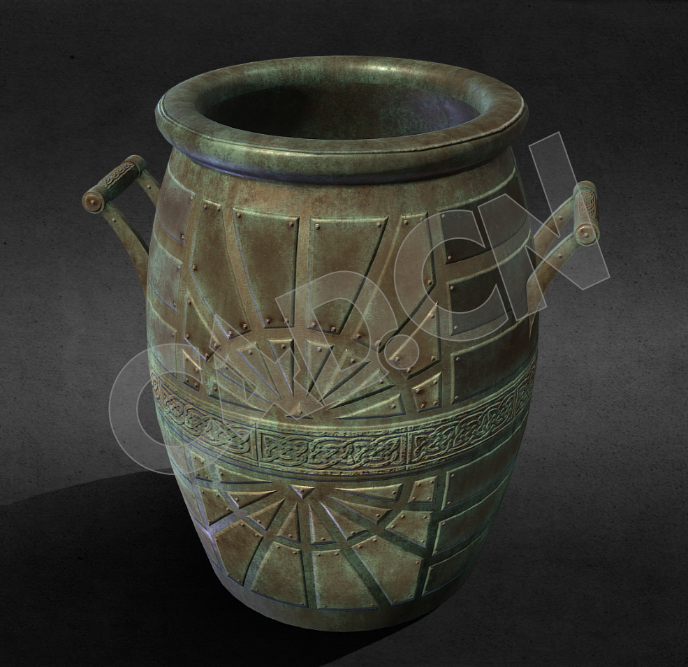太阳雕花水桶青铜罐子容器C4D模型 - C4D之家 - 15.jpg