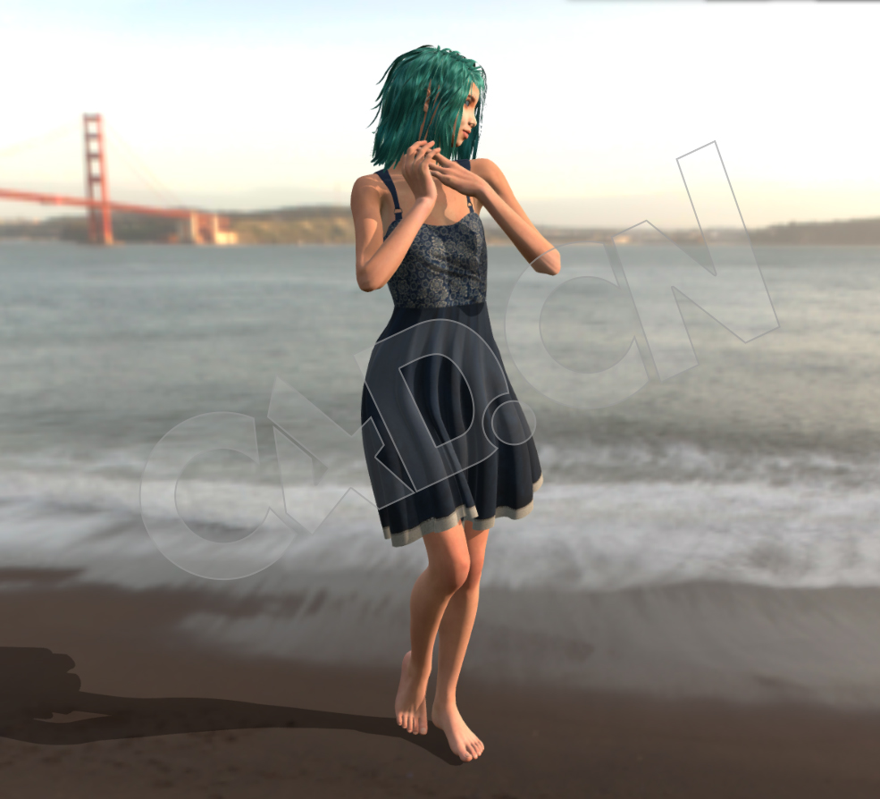 身穿蕾丝连衣裙绿发女孩C4D模型 - C4D之家 - 18.jpg