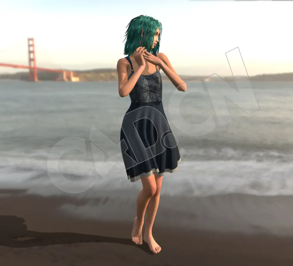 身穿蕾丝连衣裙绿发女孩C4D模型 - C4D之家 - 18.jpg