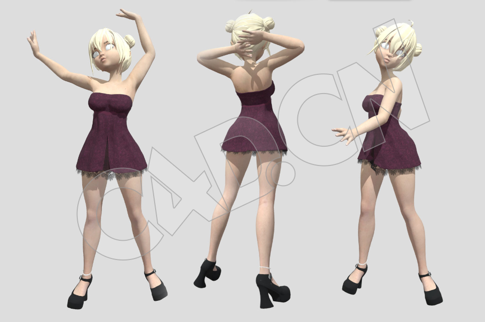 扭腰跳舞的卡通美少女C4D模型 - C4D之家 - 31.jpg
