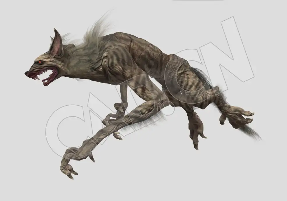 皮包骨头的变异狼人怪物C4D模型