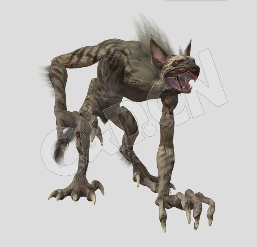 皮包骨头的变异狼人怪物C4D模型 - C4D之家 - 35-2.jpg