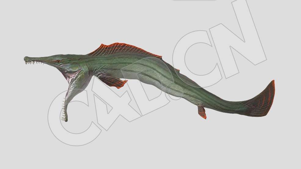 张嘴捕食的派克鱼C4D动画模型