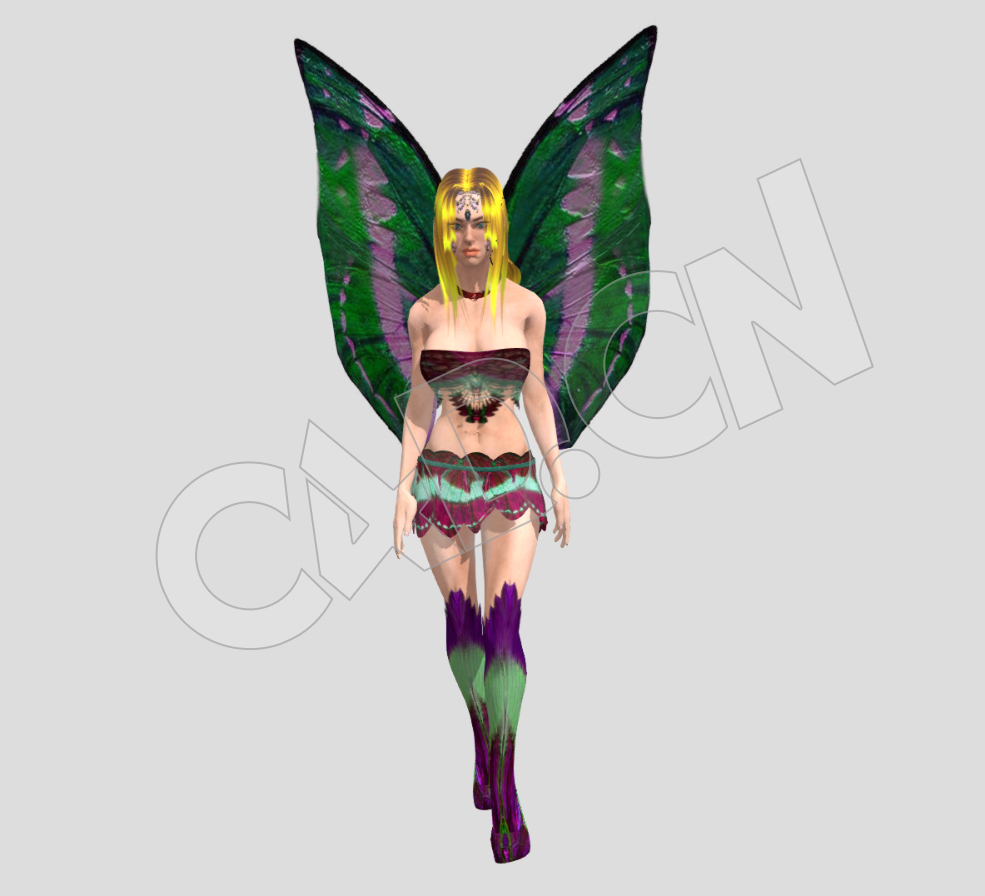 低面蝴蝶仙子女孩C4D动画模型 - C4D之家 - 52-1.jpg