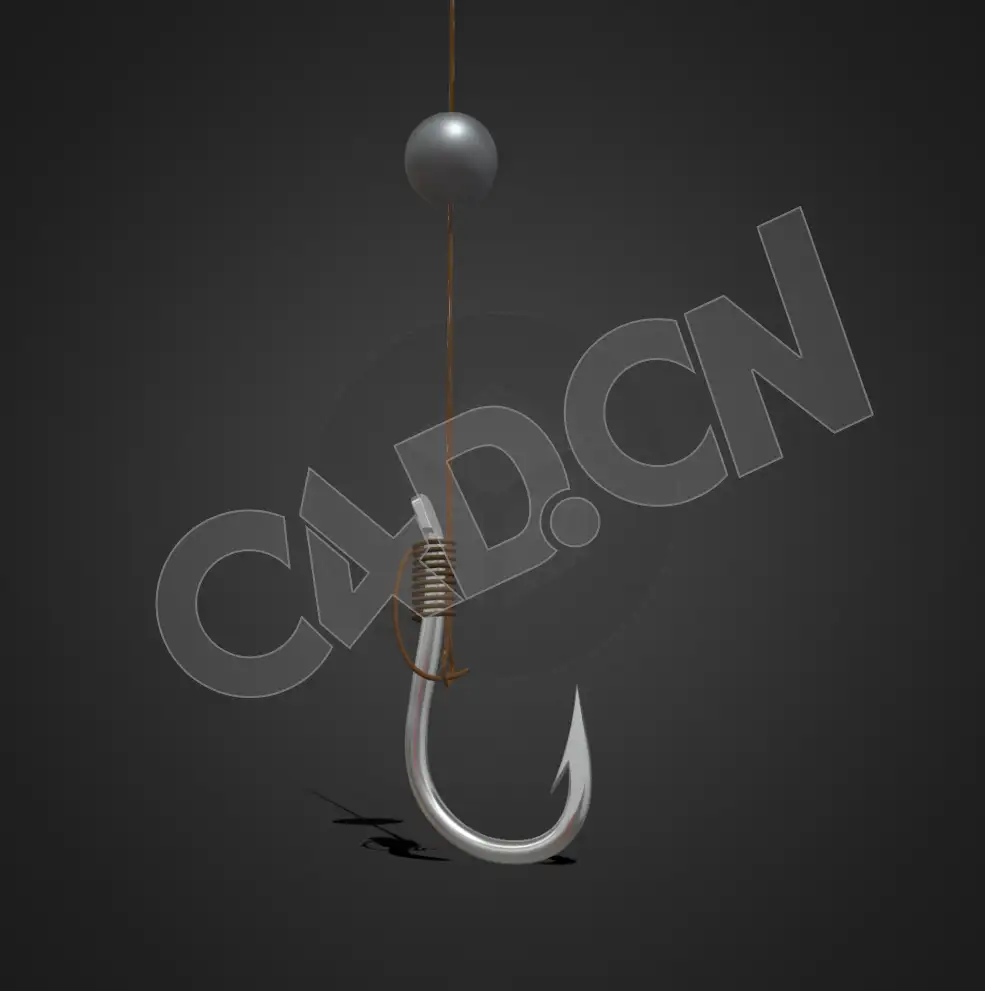 钓鱼金属鱼钩C4D模型 Fish hook