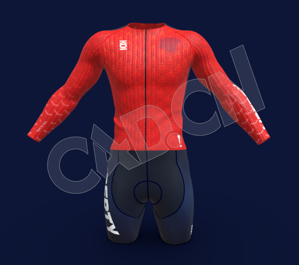 红色自行车手专业比赛服饰夹克运动服C4D模型