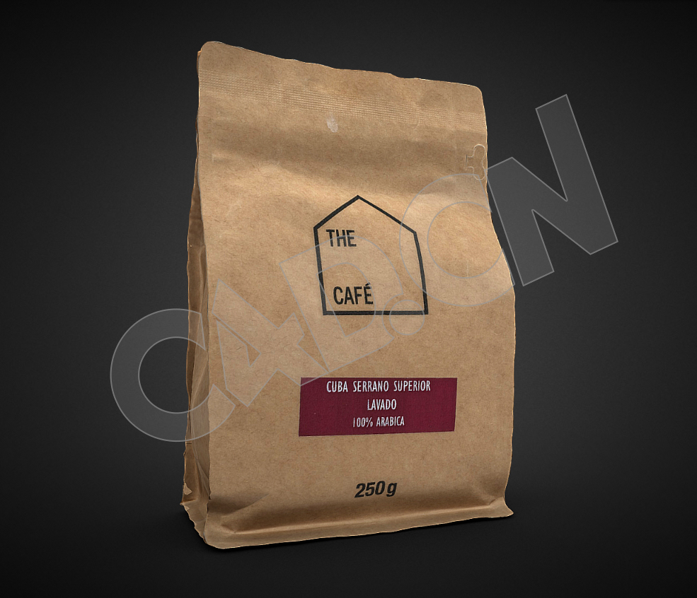 咖啡袋子黄色牛皮纸袋咖啡纸袋包装C4D模型