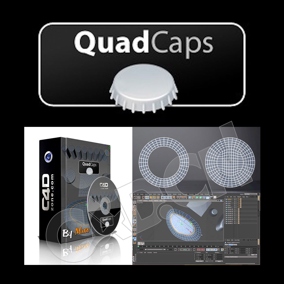 C4D多变形封闭孔洞插件 C4DZone QuadCaps 1.0 For Cinema 4D R23 Win解锁版