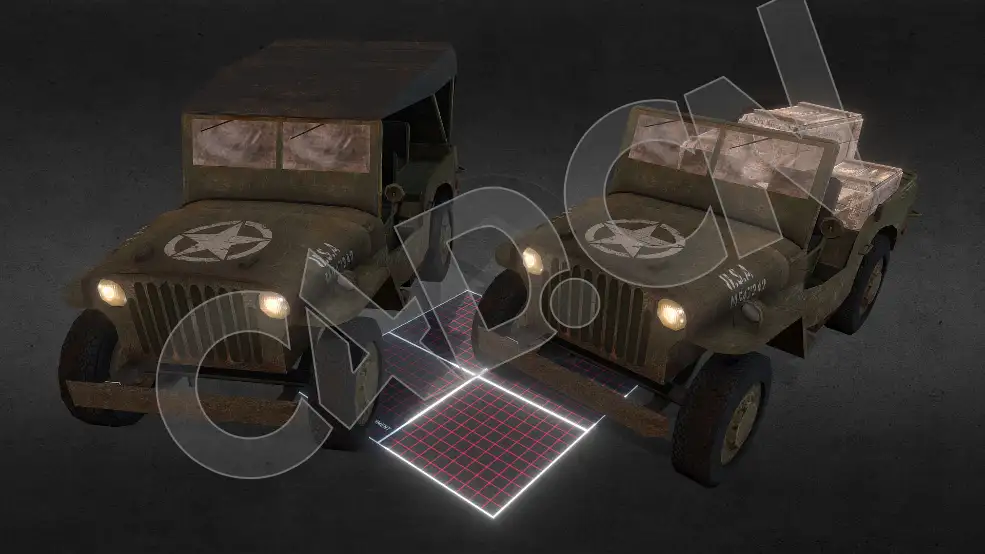 军用吉普车威利斯MB-WW2物资运输车C4D模型