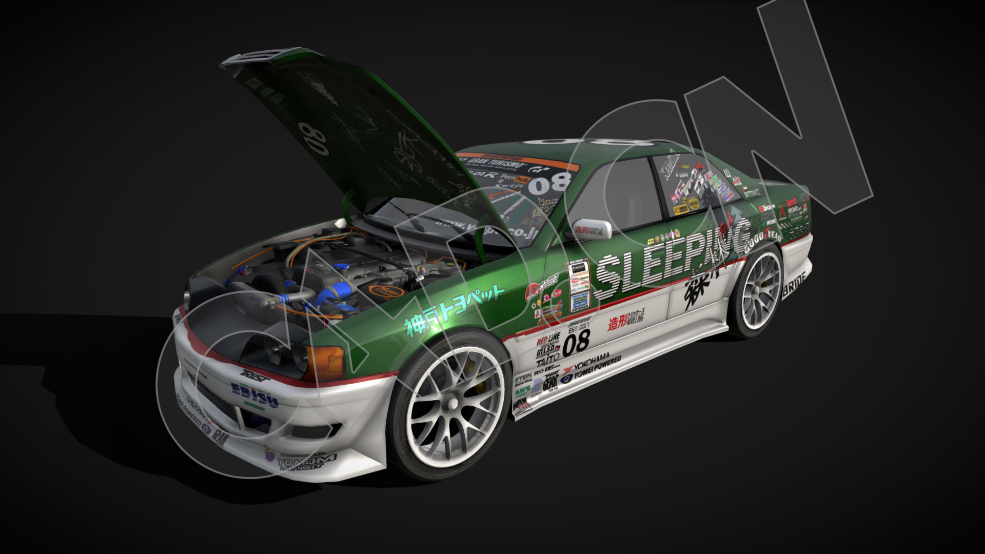 喷满车身广告的丰田汽车拉力赛car追逐者C4D模型 TourerV