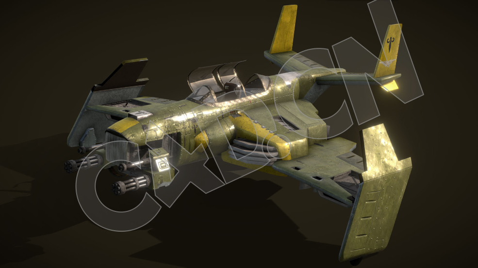 战争鹰加特林战斗机科幻武装军用飞机C4D模型 - C4D之家 - 15-1.jpg