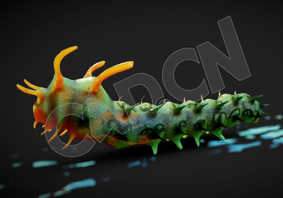 长角的变异恶魔毛毛虫C4D模型（含骨骼绑定） - C4D之家 - 20.jpg