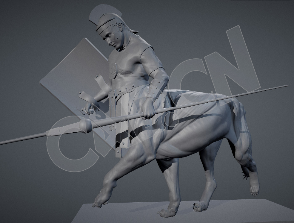 古罗马人面狮身骑兵雕塑C4D模型 - C4D之家 - 21.jpg