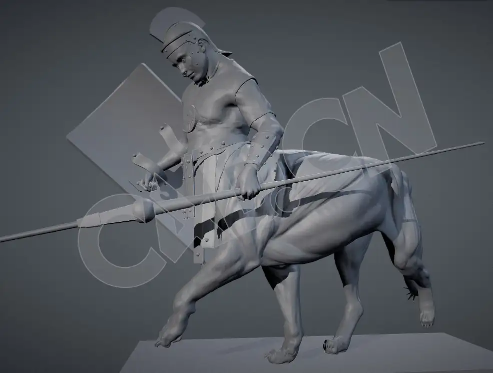 古罗马人面狮身骑兵雕塑C4D模型 - C4D之家 - 21.jpg