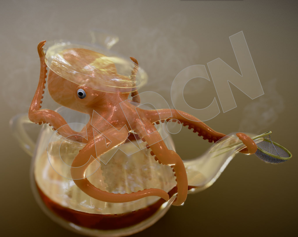 缠绕在茶壶上的章鱼C4D模型 - C4D之家 - 29.jpg