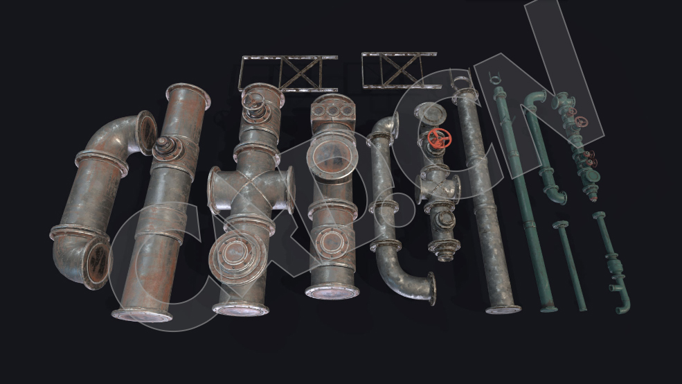 生锈工业金属管道水管C4D模型