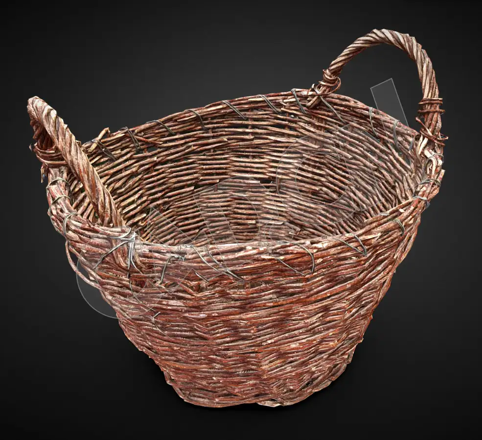 编织柳条篮3D扫描模型