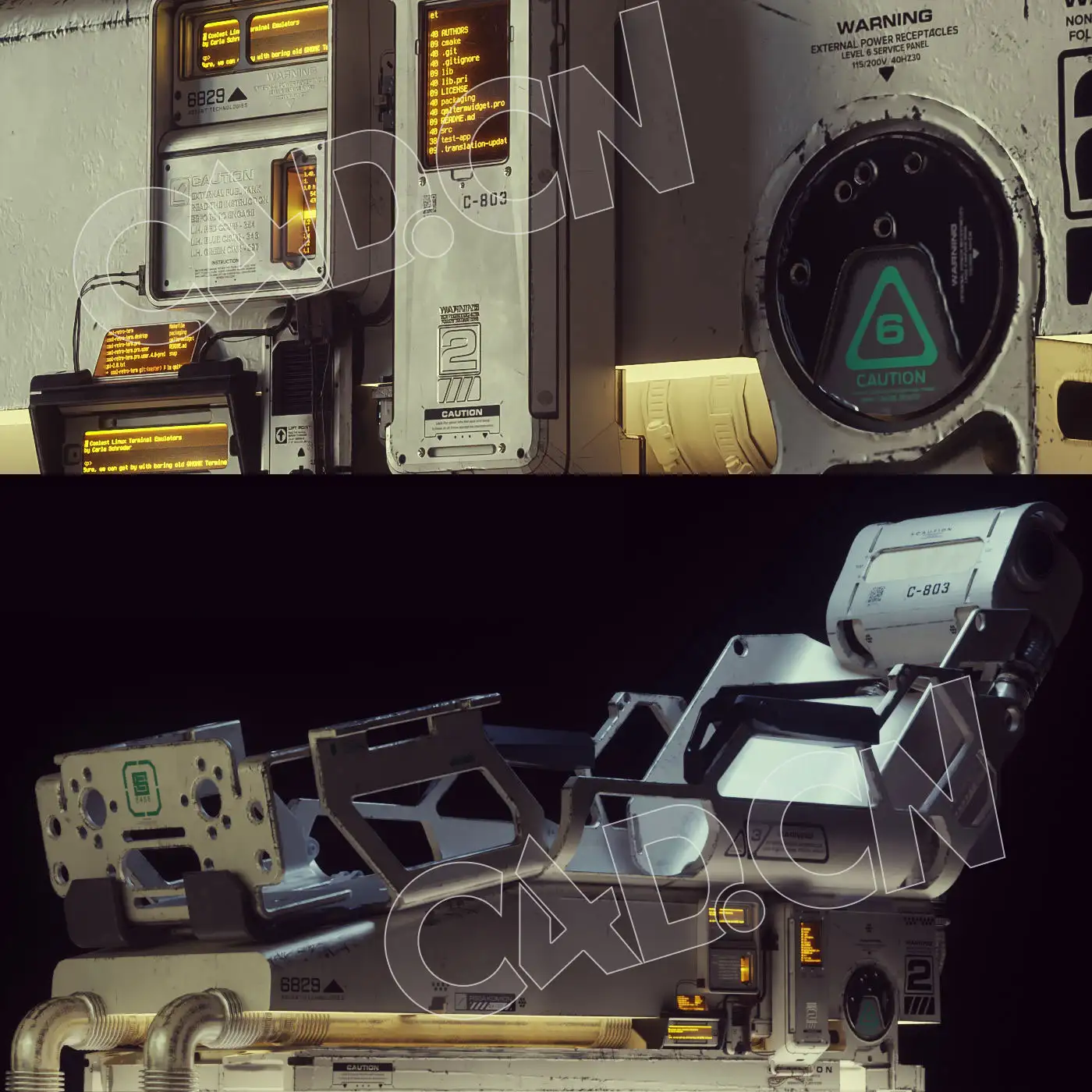 C4D OCTANE科幻太空舱座椅vr体验椅医疗床Scifi Medical Bed - Game Ready 3D model