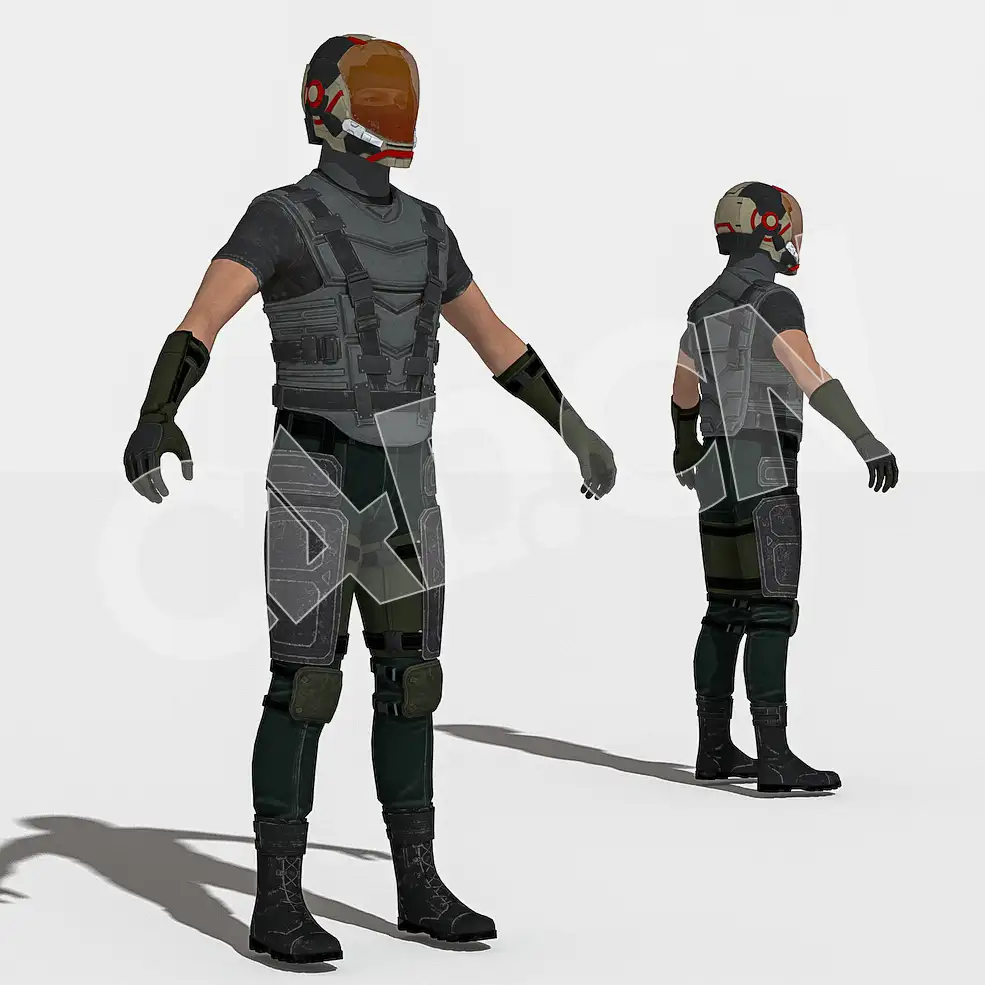 穿防弹背心的特种部队士兵C4D人物绑定模型IG_Haze