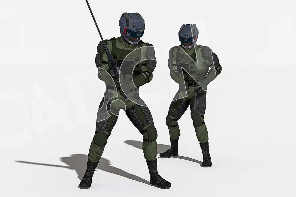 戴头盔的战士25个动作绑定动画C4D模型IG_Mike_Trooper
