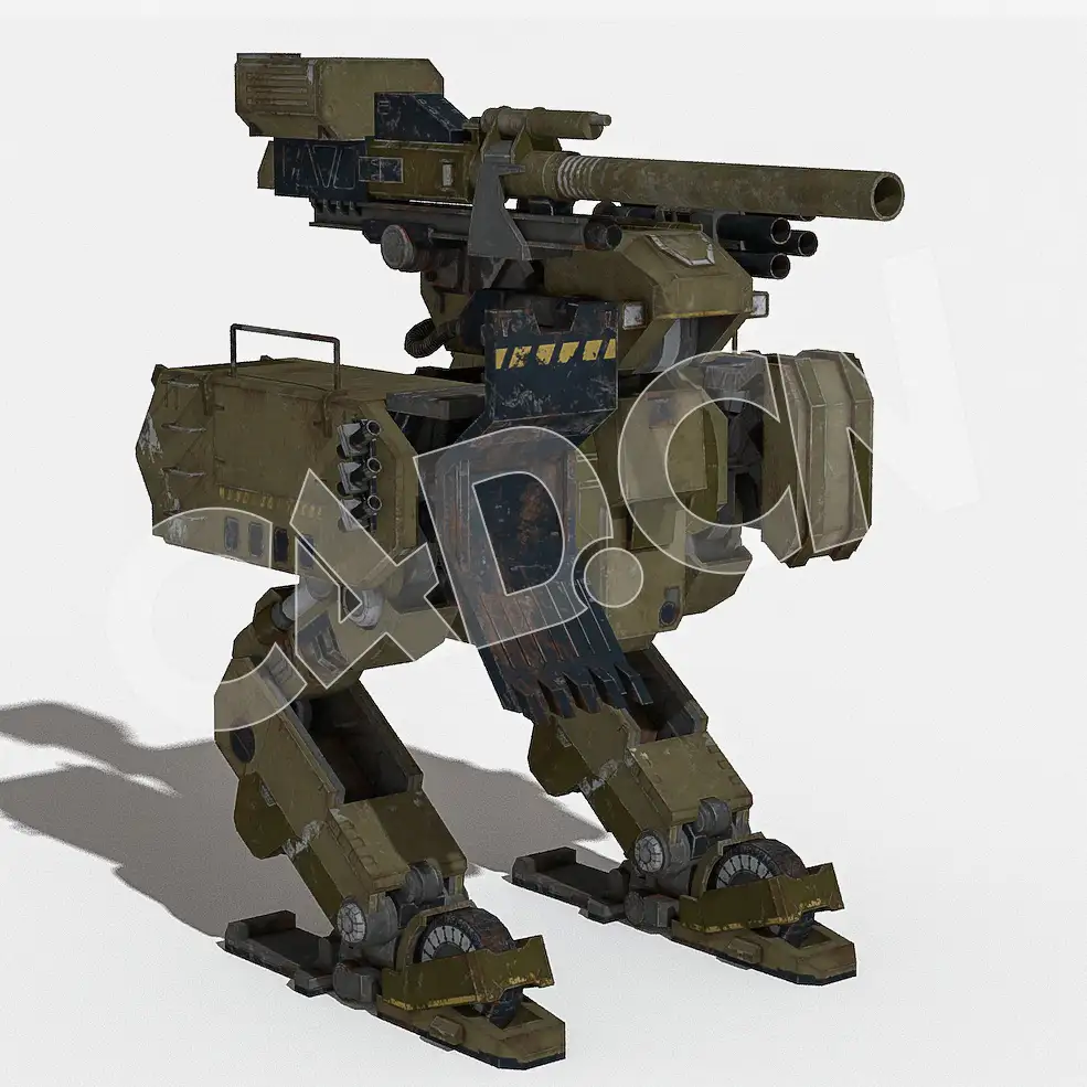 科幻机甲机器人战士C4D绑定模型R_Mech_B_enemy