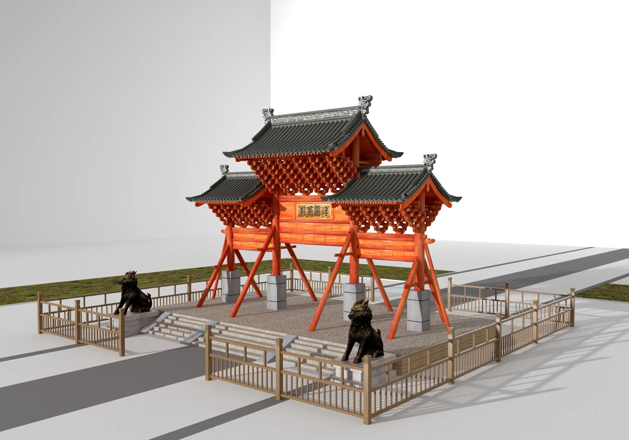 牌楼三维建模(仿应县木塔牌楼)（Cinema 4D＋VRay） - C4D之家 - 牌坊1.jpg