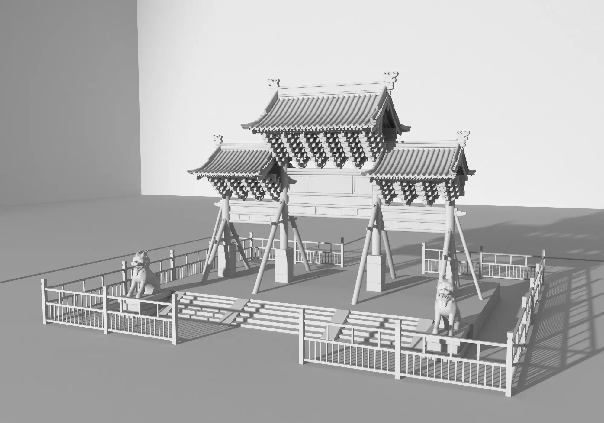 牌楼三维建模(仿应县木塔牌楼)（Cinema 4D＋VRay） - C4D之家 - 牌坊0.jpg