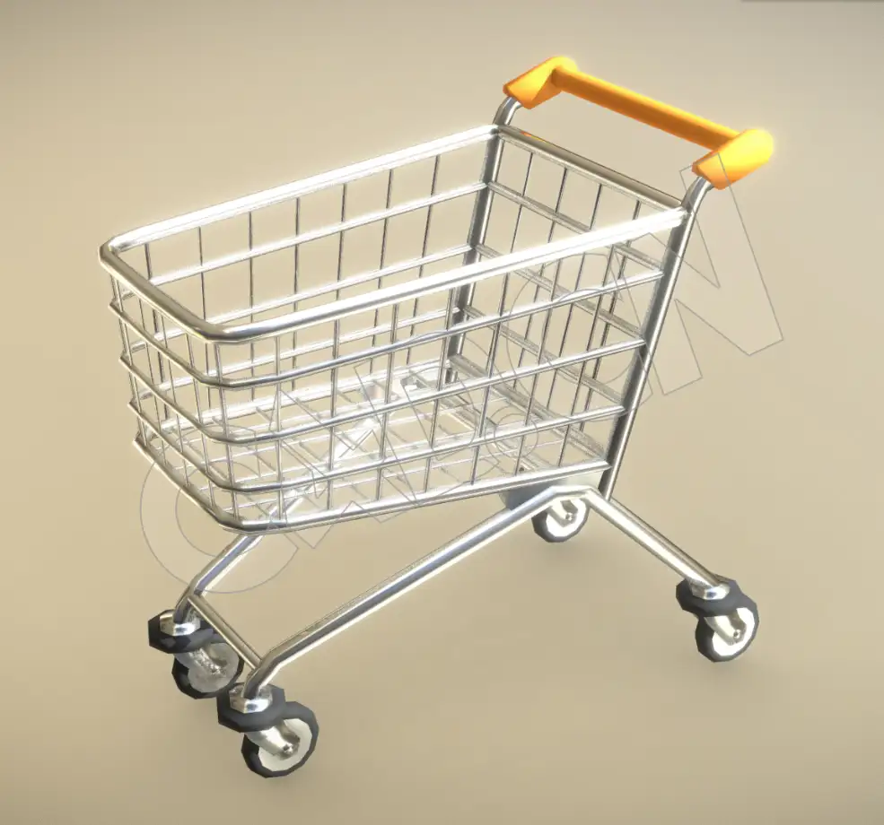 商场超市购物车手推车C4D模型 shopping cart