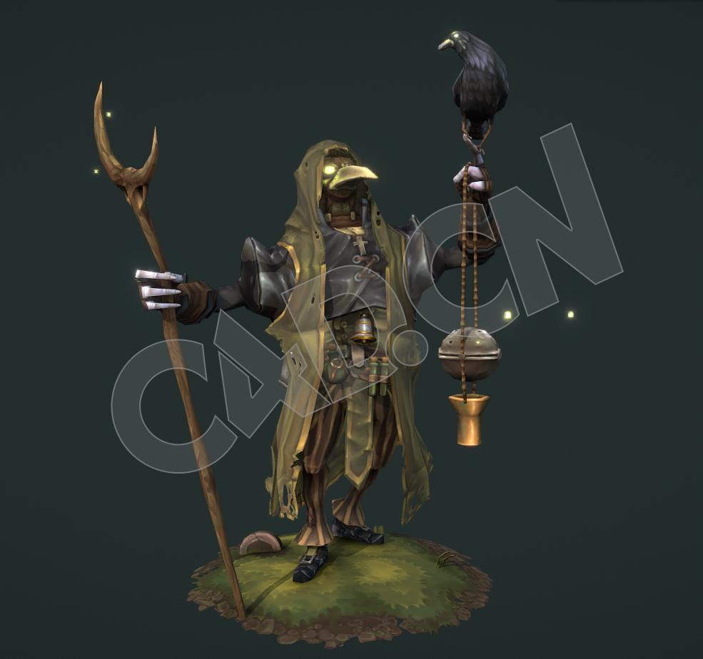 乌鸦巫师瘟疫医生C4D低面卡通模型(含绑定动画) - C4D之家 - 50-1.jpg